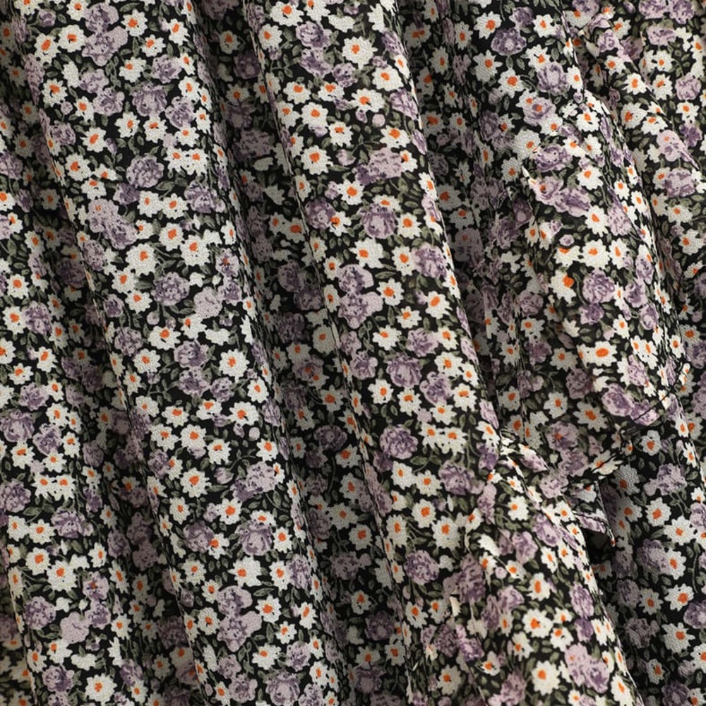 NWOT Lulus Evalina Black Floral Print Mock Neck Midi Dress Small - Picture 8 of 8